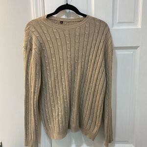 Men's Beige Cable Knit Sweater